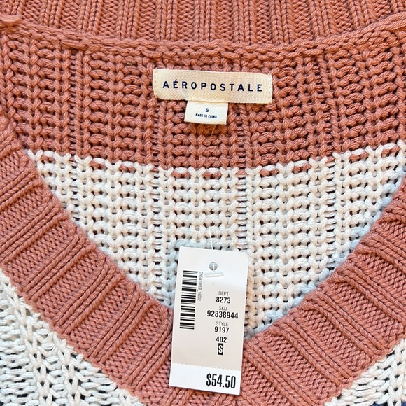 Sweater Aeropostale Oversized Knit V Neck Cropped Boxy Loose cute casual NEW - Picture 9 of 10